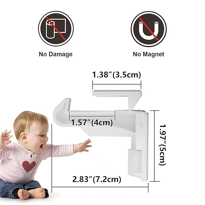 2 Pack Upgraded Invisible Baby Proofing Cabinet Latch Locks – No Drilling or Tools Required, Strong Adhesive, Works with Countertop Overhangs, Secure Child Safety Locks for Cabinets & Drawers