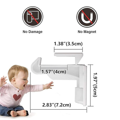 2 Pack Upgraded Invisible Baby Proofing Cabinet Latch Locks – No Drilling or Tools Required, Strong Adhesive, Works with Countertop Overhangs, Secure Child Safety Locks for Cabinets & Drawers