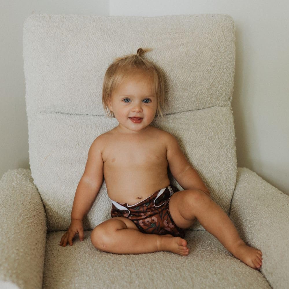 Nora's Nursery Cloth Diapers 7 Pack with 7 Inserts & 1 Wet Bag - Waterproof Cover, Washable, Reusable & One Size Adjustable Pocket Diapers for Newborns and Toddlers - Cali Coastal