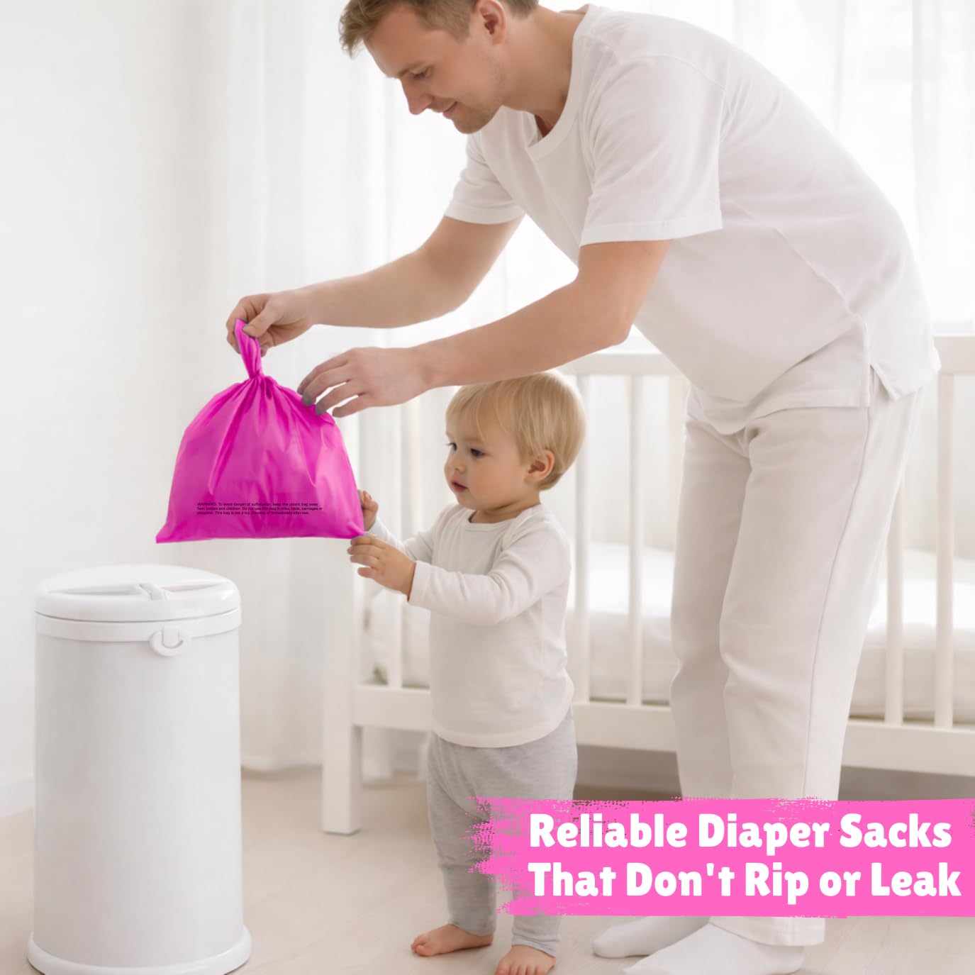 Baby Disposable Diaper Sacks (500 ct.) Fresh Baby Powder Scented Bulk Easy-Tie Diaper Sacks Nursery Trash Bags Dog Poop Bags Cat Litter Waste Bags Sanitary Pads Disposal Bags (500 Bags, Blue)