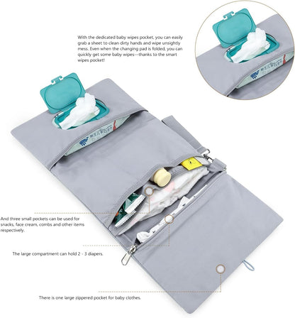 MOMIGO Baby Diaper Bag Organizer Pouches - Waterproof Pod Foldable Diaper Organizer Set, Cute Bear Bag Gift for Baby Shower (Black)