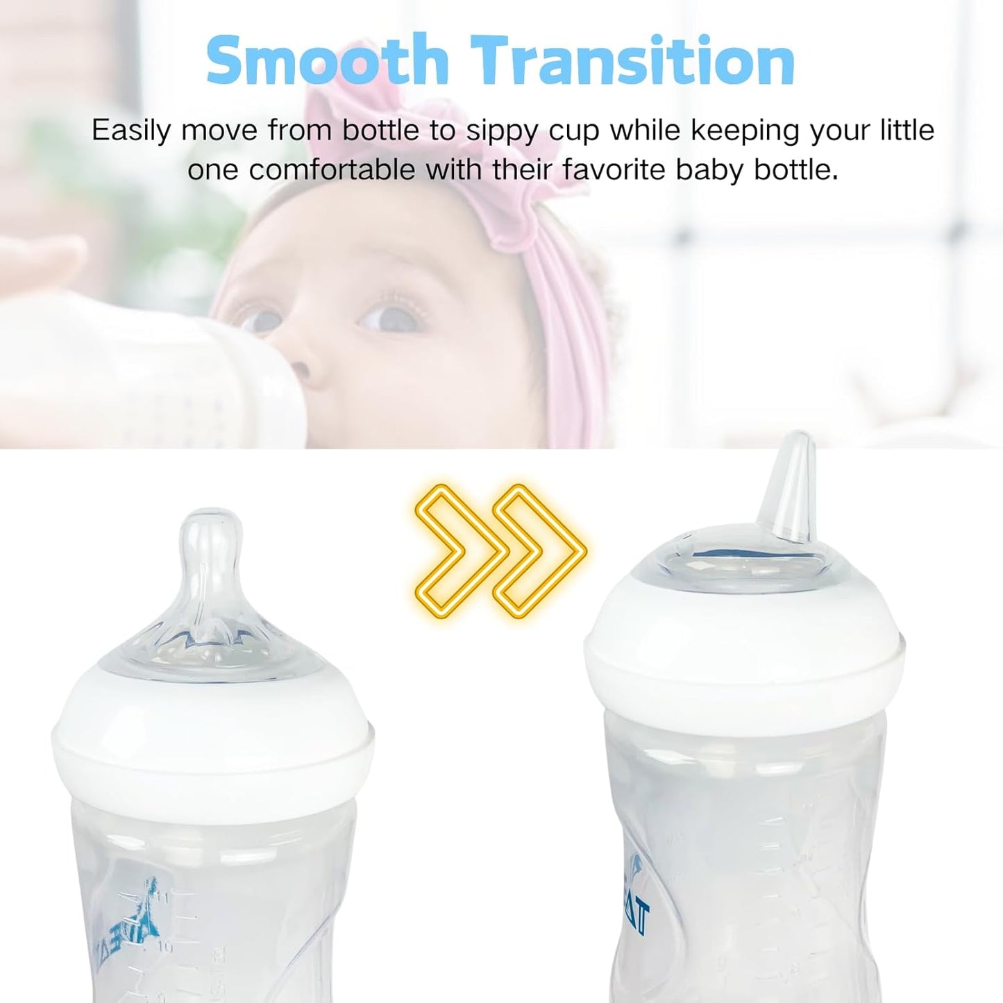 Sippy Spout Nipples Compatible with Philips Avent Natural Bottles, My Grippy Spout and Natural Trainer Sippy Cup, Soft Clear Food Grade Silicone Replacement Spouts, Leak-Proof, BPA Free, 6 Count