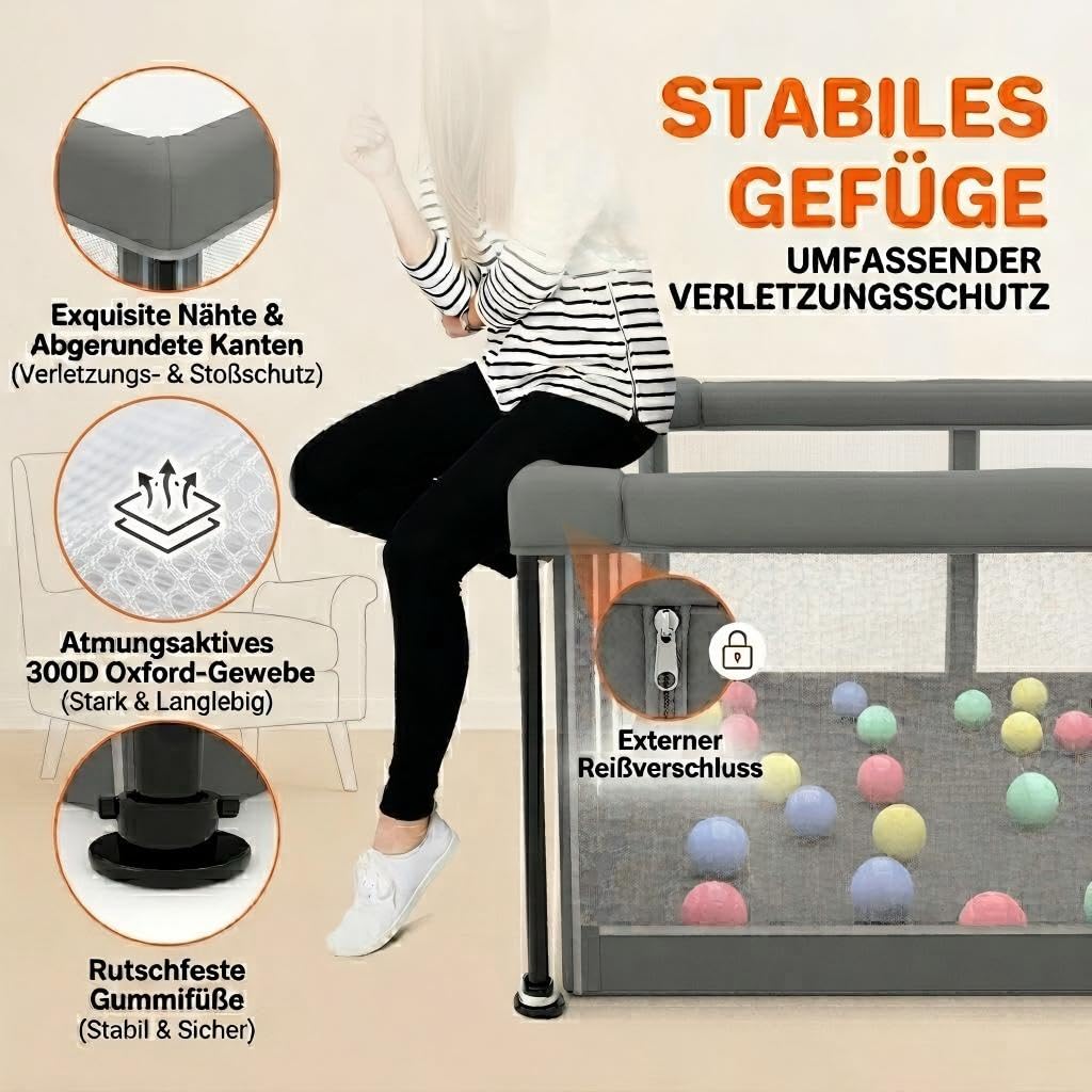 Foldable Baby Playpen with Mat - Portable,Spacious & Sturdy Playpen for Babies and Toddlers,Quick 1-Minute Setup,Travel-Friendly, Collapsible Play Pen for Indoor and Outdoor Use (Grey, 50x50 inches)