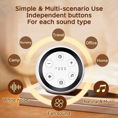 Continuous Sound Machine Battery Small White Noise Machine for Baby Kids Adult with 32 Soothing Sounds 32 Volume Levels Sleep Brown Noise Machine for Travel Office Privacy with 4 Timer & Memory