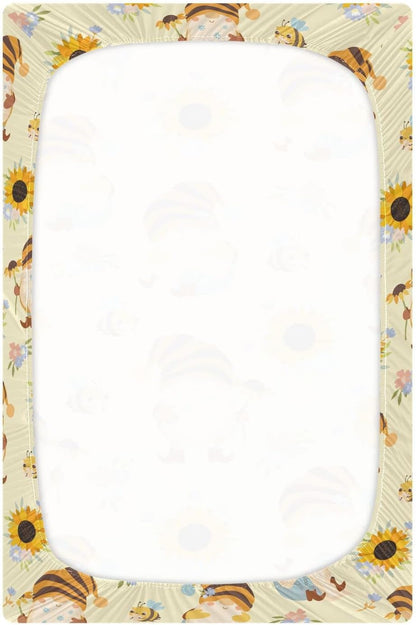 Fall Cute Mushroom Leaves Fitted Crib Sheets Stretchy Portable Playard Sheets for Baby Toddler, Breathable Soft Mini Crib Mattress 52 x 28 in for Boys and Girls