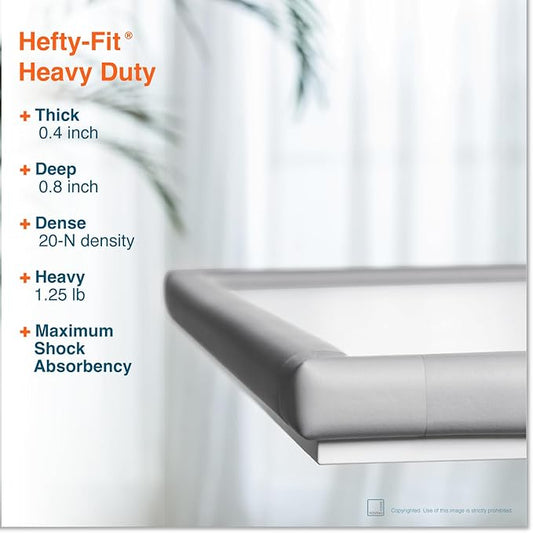 Roving Cove HeftyFit Edge Corner Protector Baby Proofing (Large 15ft Edge 4 Corners), Heavy-Duty, Soft NBR Rubber Foam, Furniture Fireplace Safety Bumper Guard, 3M Adhesive, Stone Grey