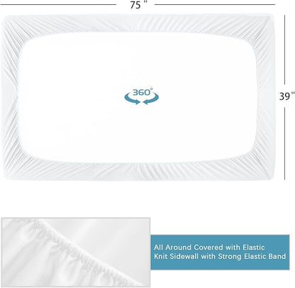 2 Pack Twin Mattress Protector Waterproof, Noiseless & Soft Coverage Mattress Fitted Sheet Twin with Deep Pocket up to 14", Super Breathable & Easy Wash Twin Size Mattress Protector