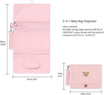MOMIGO Baby Diaper Bag Organizer Pouches - Waterproof Pod Foldable Diaper Organizer Set, Cute Bear Bag Gift for Baby Shower (Black)