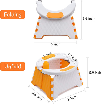 Toddler Portable Potty Training Seat for Kids Baby Foldable Toilet Child Travel Potty in Car Camping Potty Chair Seat for Indoor Outdoor, with 60 Disposable Bags