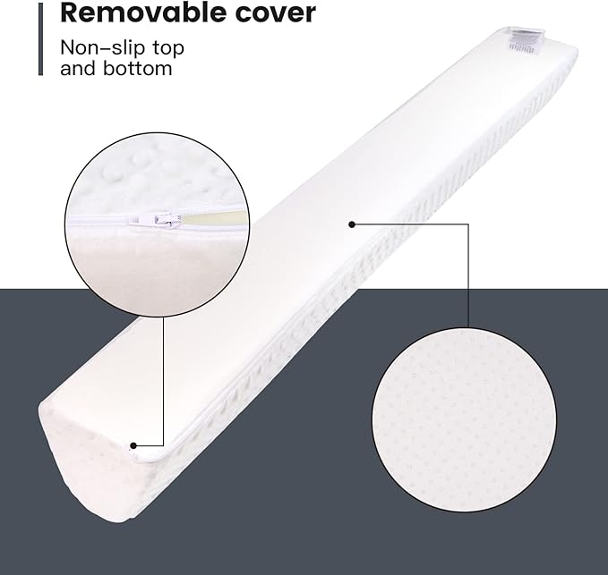 YENING Baby Bed Bumpers for Toddlers Foam Bed Guard Rail for Kids Bed Toddler Bed Bumper for Twin Full Queen King Size Bed White, 2-Pack