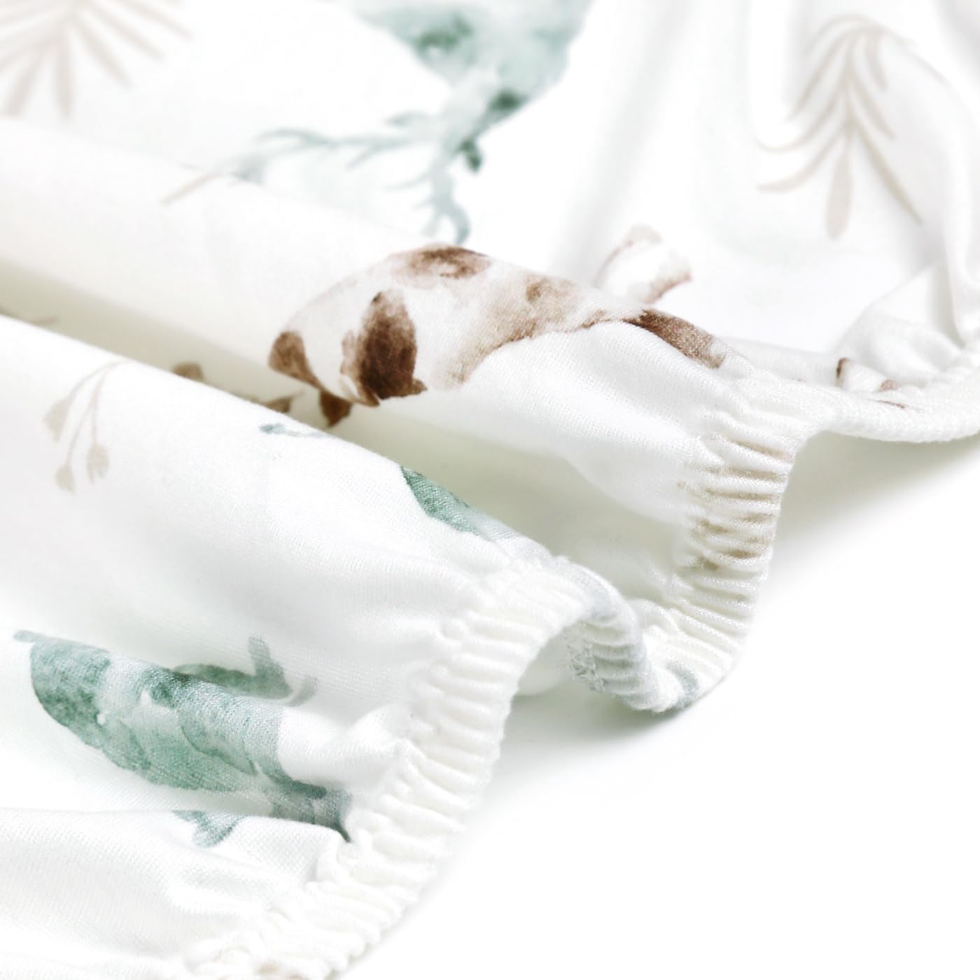 GRSSDER Stretch Ultra Soft Jersey Knit Fitted Pack n Play Playard Sheets Set 2 Pack，Fits Portable/Mini Cribs Sheets, Playards Mattress Pads, Stylish Watercolor Animals for Baby, Mint Green