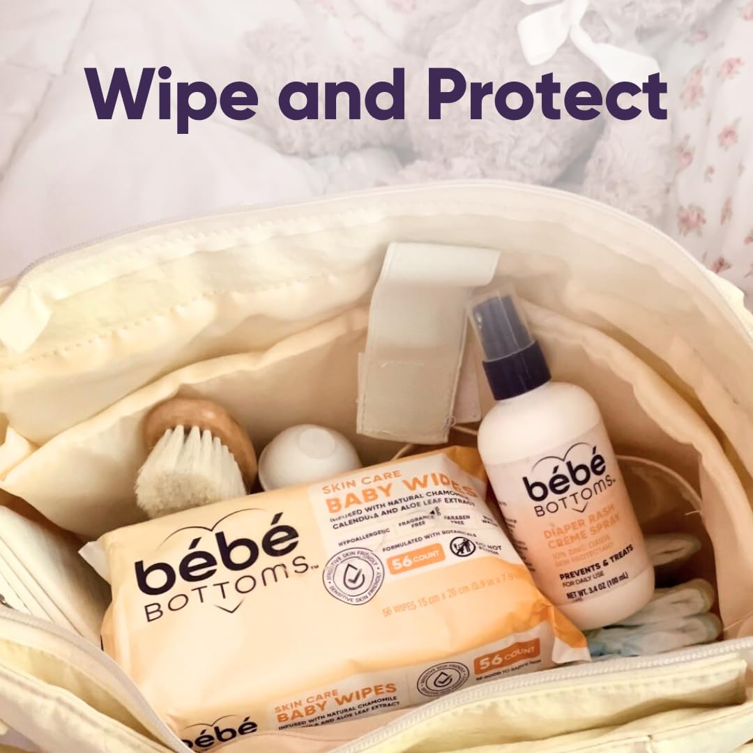 Bébé Bottoms Baby Diaper Rash Cream Spray, No-Rub Touch Free Application for Sensitive Skin 1.7oz (50 ml)