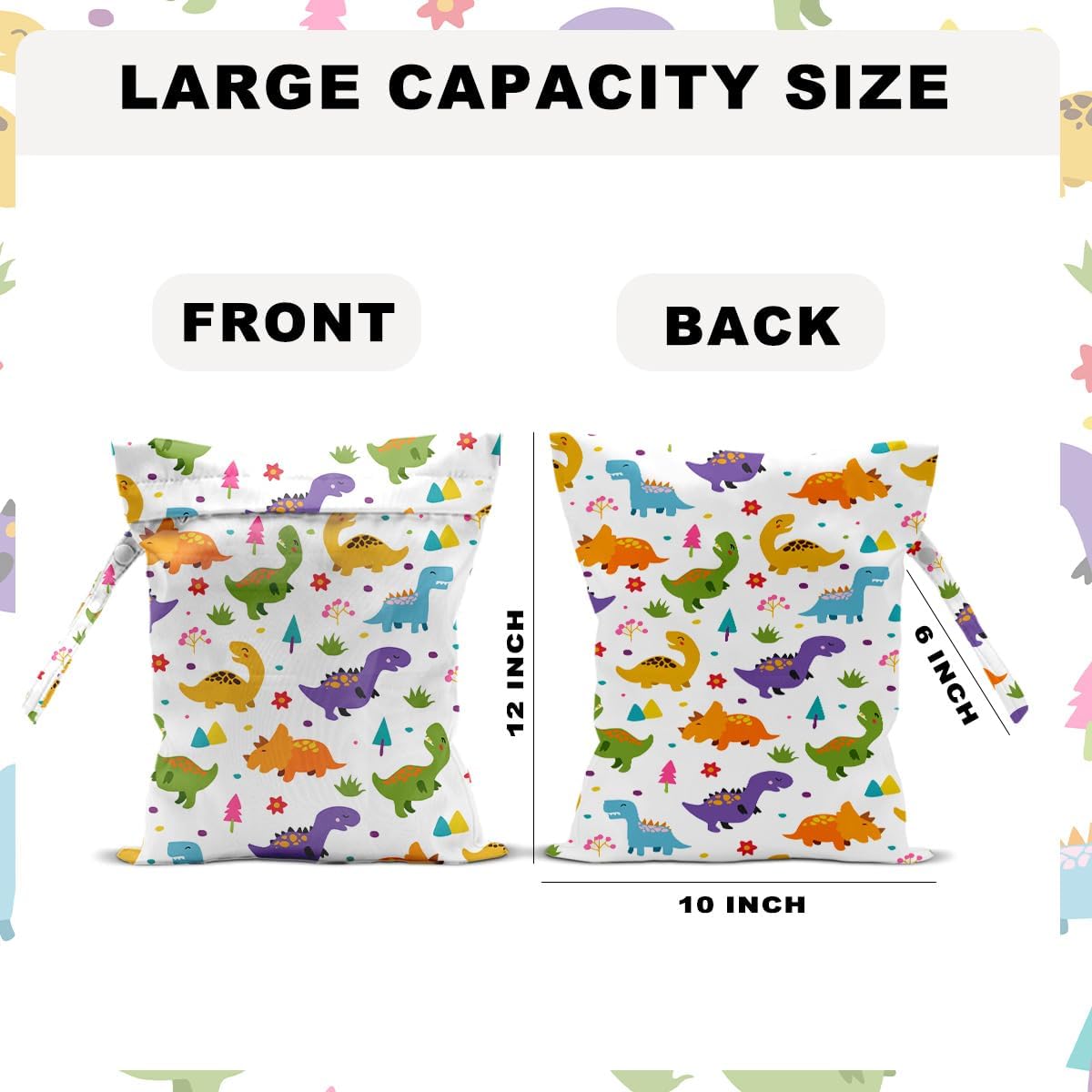 Unicorn Wet Dry Bag 12x10 Inch, Waterproof Reusable Wet Bag with Two Zippered Pockets & Handle for Swimsuit Travel Beach Pool Gym Stroller Dirty Yoga Gym Clothes Toiletries Daycare Organizer
