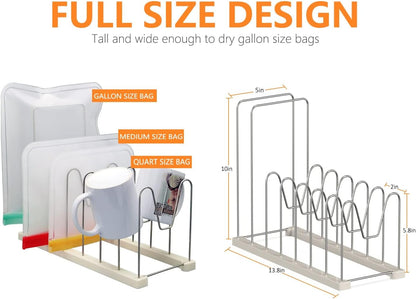 Reusable Bag Drying Rack, Silicone Bag Drying Rack, Dryer Rack for Ziplock Gallon, Snack, Sandwich Bags, Bottle Dryer Rack for Cup & Glasses,Pan Lid & Cutting Board Organizer