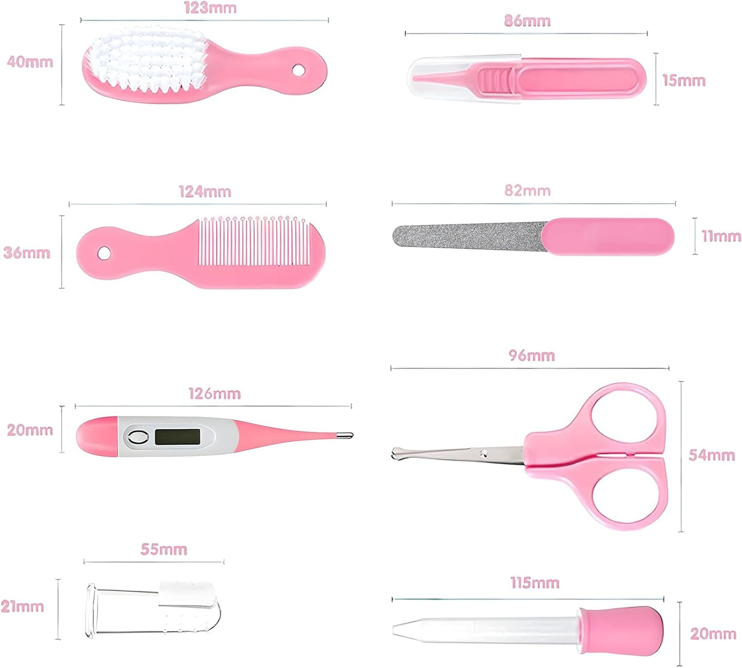 Baby Grooming Kit, Infant Safety Care Set with Hair Brush Comb Nail Clipper Nasal Aspirator,Baby Essentials Kit for Newborn Girls Boys (Grey White)
