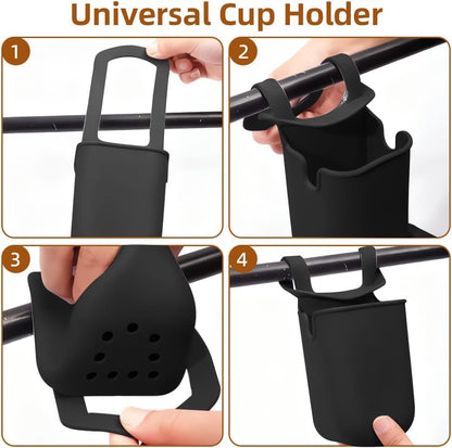 Stroller Cup Holder, 2 Pack Silicone Portable Cup Holder Storage Organizer for Strollers, Treadmills, Wheelchairs, Golf Cart, Picnic, Park, Garden and Travel (Black)