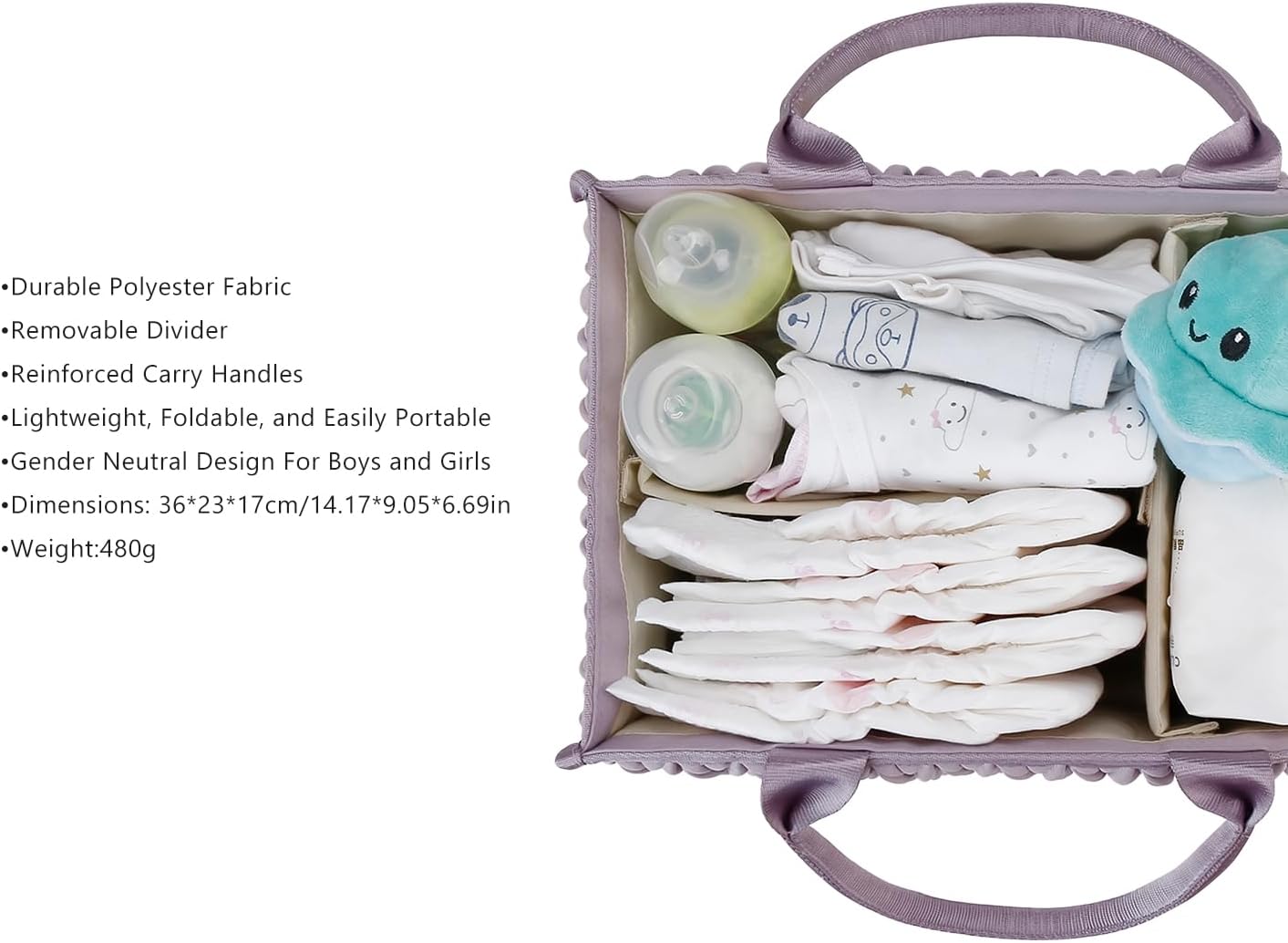 MOMIGO Baby Diaper Caddy Organizer - Fahion Mahua Water-resistent Nursery Storage Basket for Diapers and Baby Wipes, Diaper Stacker Car Organizer, newborn nursery Gift (Green)