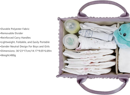 MOMIGO Baby Diaper Caddy Organizer - Fahion Mahua Water-resistent Nursery Storage Basket for Diapers and Baby Wipes, Diaper Stacker Car Organizer, newborn nursery Gift (Green)