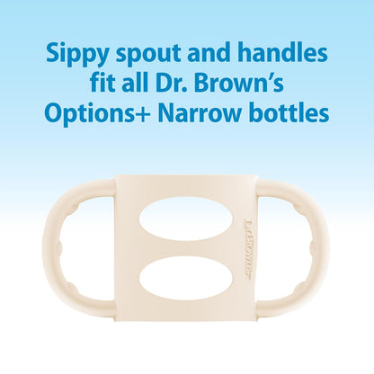 Dr. Brown's Milestones Narrow Sippy Spout Bottle with 100% Silicone, Easy-Grip Handles and Soft Sippy Spout, 8oz/250mL, Light Pink and Ecru, 2-Pack, 6m+