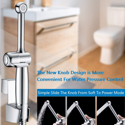 Handheld Bidet Toilet Sprayer, White Bidet Spray for Toilet, Cloth Diaper Sprayer with Backflow Preventer, Adjustable Water Jet Spray with 7.9" Long Wand
