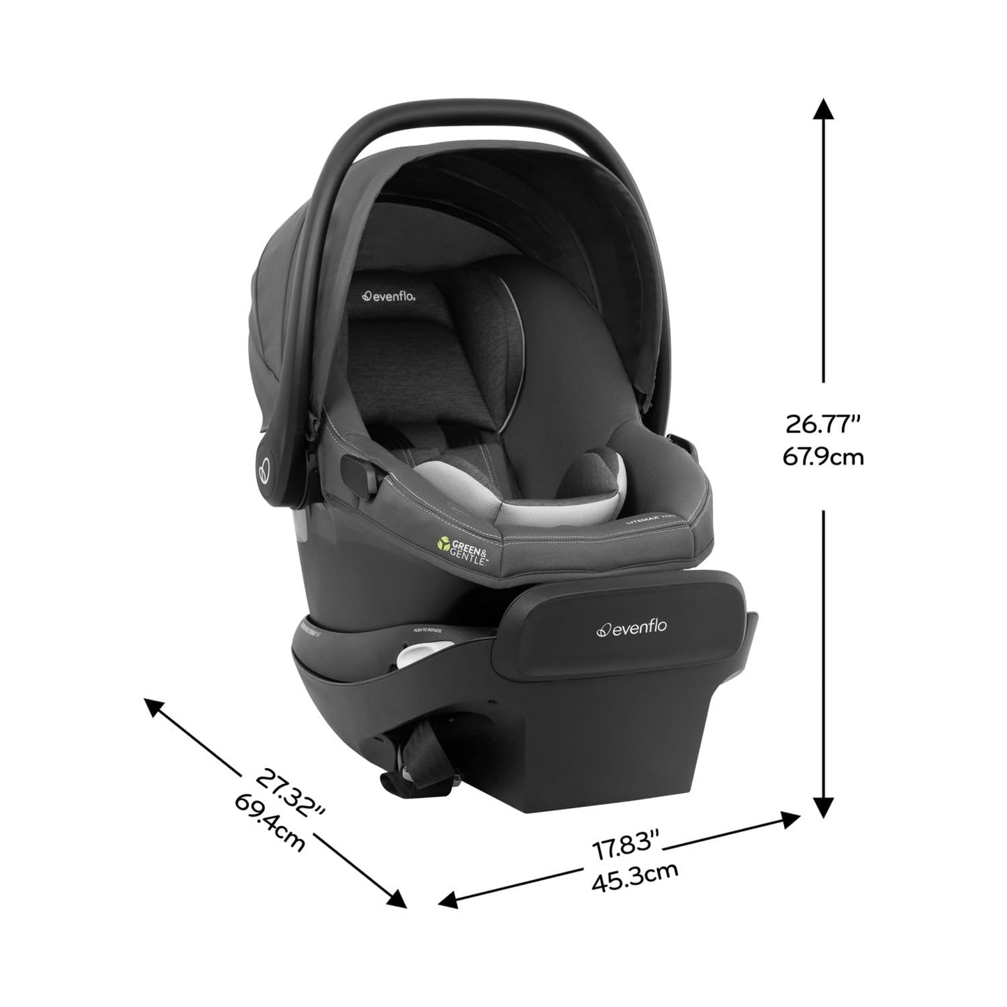 Evenflo Revolve180 LiteMax NXT Rotating Rear-Facing Lightweight Preemie and Infant Car Seat 3-30lbs. with SensorySoothe. Easy Install with Base (Agate Purple)