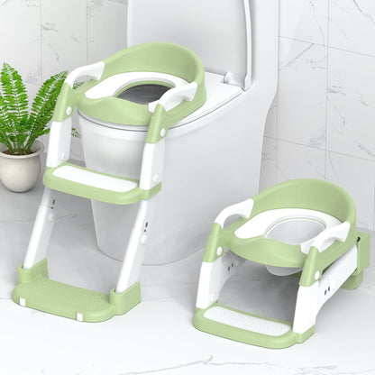 Potty Training Seat, Toddler Potty Training Toilet with Step Stool Ladder for Kids Boys Girls, 3 in 1 Foldable Toilet Seat Potty Chair with Urinals, Splash Guard, Handles, Anti-Slip Pad,Grey