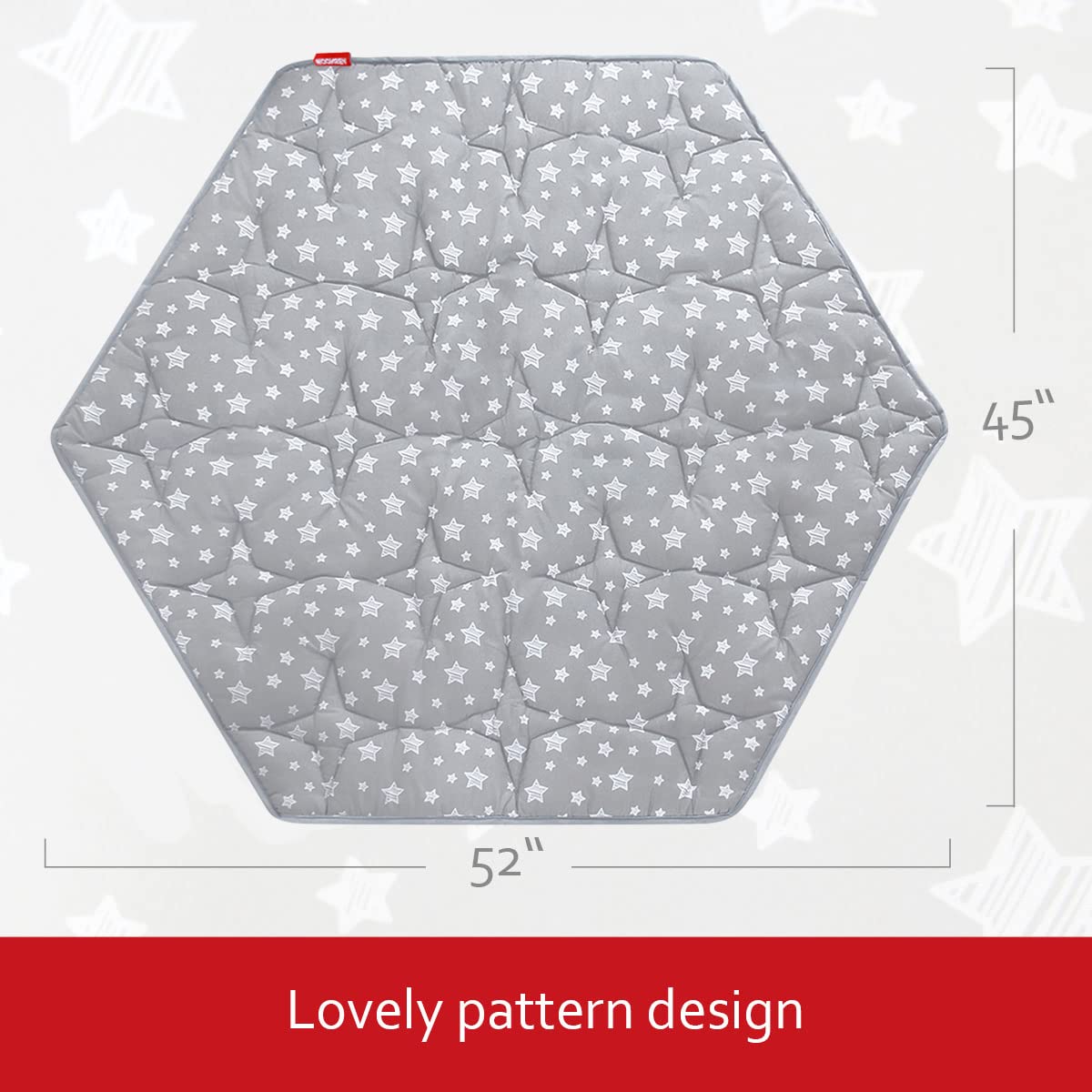 Octagon Playpen Mat Grey, Non Slip 8 Panel Playpen Mattress Mat Fits Regalo Extra Large Play Yard and hiccapop XL 69" Baby Playpen, Grey Star Octagon Playard Pad