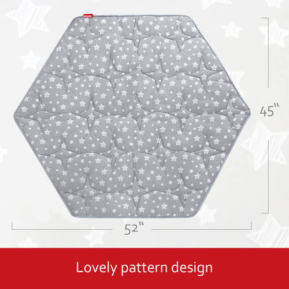 Octagon Playpen Mat Grey, Non Slip 8 Panel Playpen Mattress Mat Fits Regalo Extra Large Play Yard and hiccapop XL 69" Baby Playpen, Grey Star Octagon Playard Pad