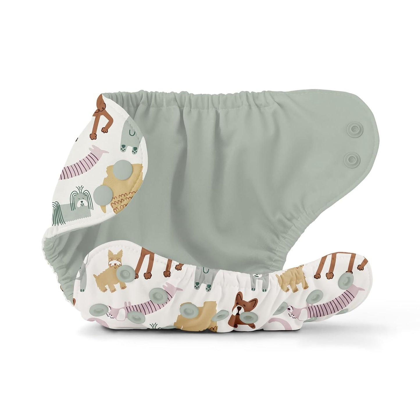 Esembly Cloth Diaper Cover - Reusable Swim Diaper, Waterproof, Breathable - Adjustable Outer Layer Over Absorbent Inner for Blowout Protection - Sea Glass, Size 2 (18-35lbs)