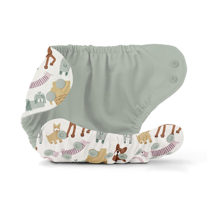 Esembly Cloth Diaper Cover - Reusable Swim Diaper, Waterproof, Breathable - Adjustable Outer Layer Over Absorbent Inner for Blowout Protection - Sea Glass, Size 2 (18-35lbs)