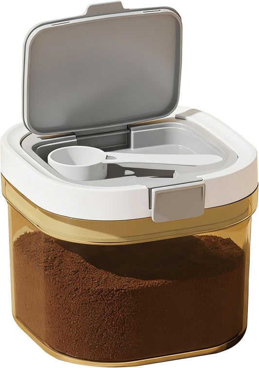 Airtight Coffee Canister-27oz Sugar and Dry Food Container BPA Free with Spoon and Layered Storage for Grounds Coffee, Beans, Tea, Sugar, Flour, Cereal,Formula