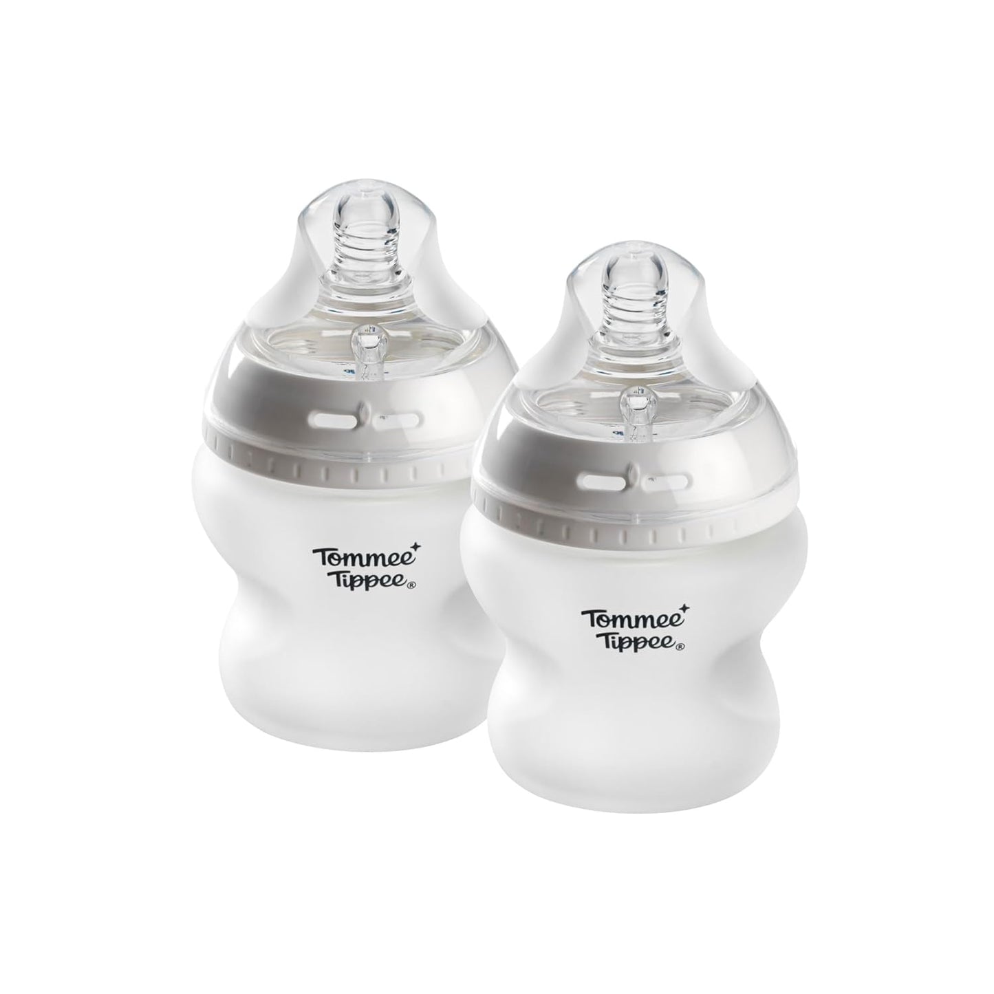 Tommee Tippee Silicone Coated Glass Baby Bottles for Feeding, 9 0z, Anti-Colic, 0+ Months, Slow Flow Breast-Like Nipple, Shatter-Proof Glass, BPA Free, Pack of 2