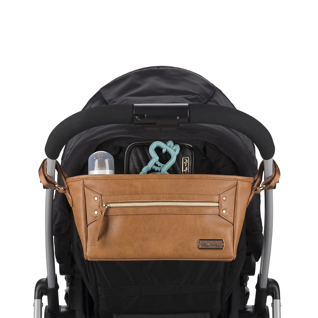 Itzy Ritzy Adjustable Stroller Caddy and Organizer Bag Featuring Front Zippered Pocket, 2 Built-In Interior Pockets & Adjustable Straps to Fit Nearly Any Stroller (Coffee and Cream)