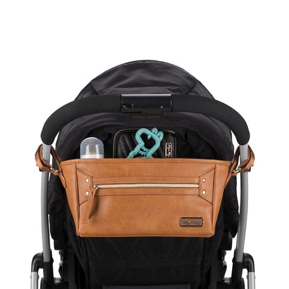 Itzy Ritzy Adjustable Stroller Caddy and Organizer Bag Featuring Front Zippered Pocket, 2 Built-In Interior Pockets & Adjustable Straps to Fit Nearly Any Stroller (Coffee and Cream)