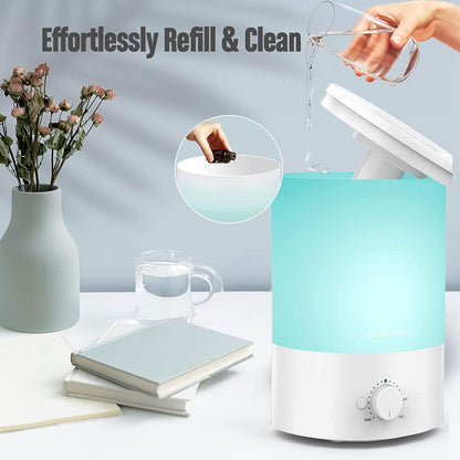 MEGAWISE 3.5L Cool Mist Humidifier with Top Refill, Large Capacity of 3.5L, Easy Safe and Convenient for Home + 7 Night light Colors