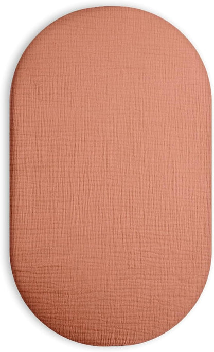 Muslin Bedside Bassinet Sheets 2 Pack, 33x20 Fitted Ultra Soft & Breathable Bedside Sleeper Sheets, Ideal for Baby Girl and Boy, Perfect for Newborns (Hopping Bunnies & Beige)