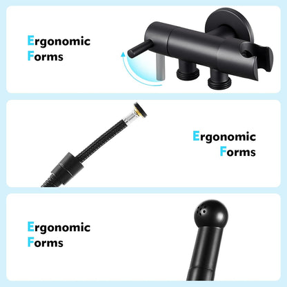 CREA Handheld Bidet Sprayer for Toilet - Adjustable Jet Toilet Bidet Attachment with Hose for Feminine Wash & Cloth Diaper Sprayer Set - Stainless Steel Black