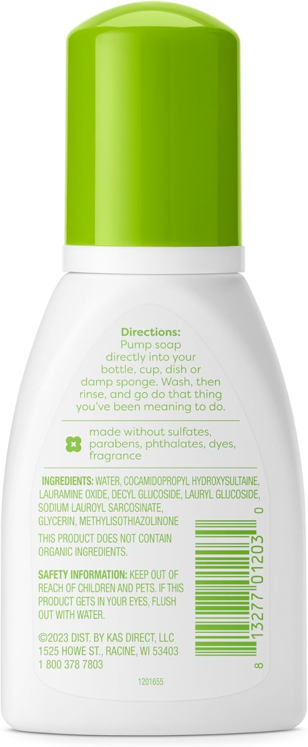 Babyganics Foaming Dish & Bottle Soap, Fragrance Free, Removes Dried Milk, 32 Fl Oz (Pack of 2), Packaging May Vary