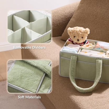 luxury little Soft Baby Diaper Caddy Organizer, Nursery Storage Basket with Removable Divider, Portable Baby Diapers Basket, Gifts for New Parent, Baby Shower (Baby Blue)