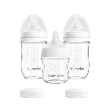 Natural Glass Baby Bottles Gentle & Slow Flow, Newborn Breastfeeding Bottle with Anti Colic Nipple for 0 Months Babies, 3 Packs (White (5 Ounce), 1 Count (Pack of 3))