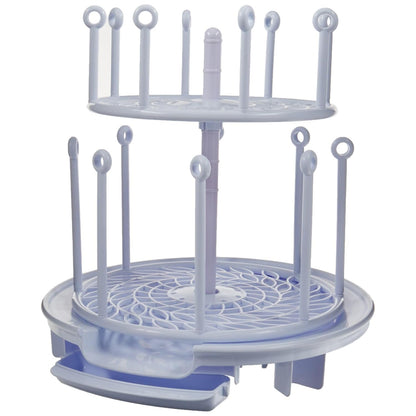 The First Years Spin Stack Bottle Drying Rack - Black - 2-Tier Rotating Countertop Drying Rack for Up to 16 Bottles - Baby Essentials for Everyday Use