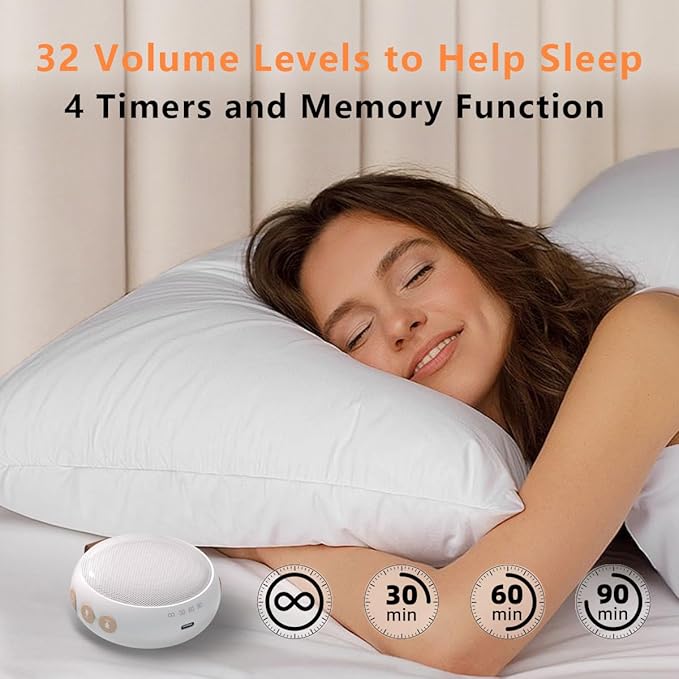 Portable Sound Machine Baby White Noise Machine Travel Noise Machine with 30 Soothing Sounds for Newborn Kids Adults Battery Sleep Brown Noise Masker 4 Timers Memory Function for Travel Home Office