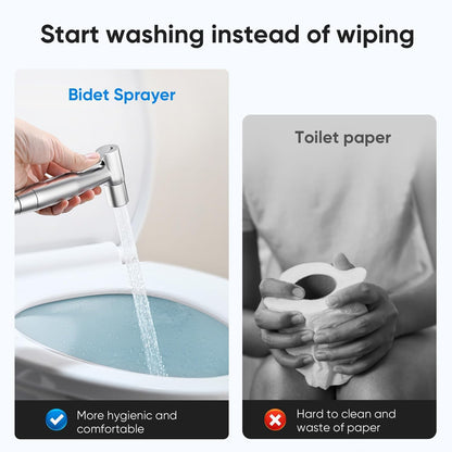 Handheld Toilet Bidet Sprayer for Toilet-Adjustable Water Pressure Control with Bidet Hose for Feminine Wash, Stainless Steel Brushed Nickel Bidet Faucet Cloth Diaper for Baby Wash, Gold