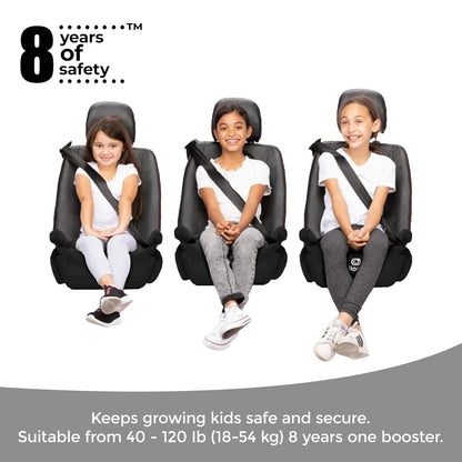 Diono Solana, No Latch, Single Backless Booster Car Seat, Lightweight, Machine Washable Covers, Cup Holders, Blue