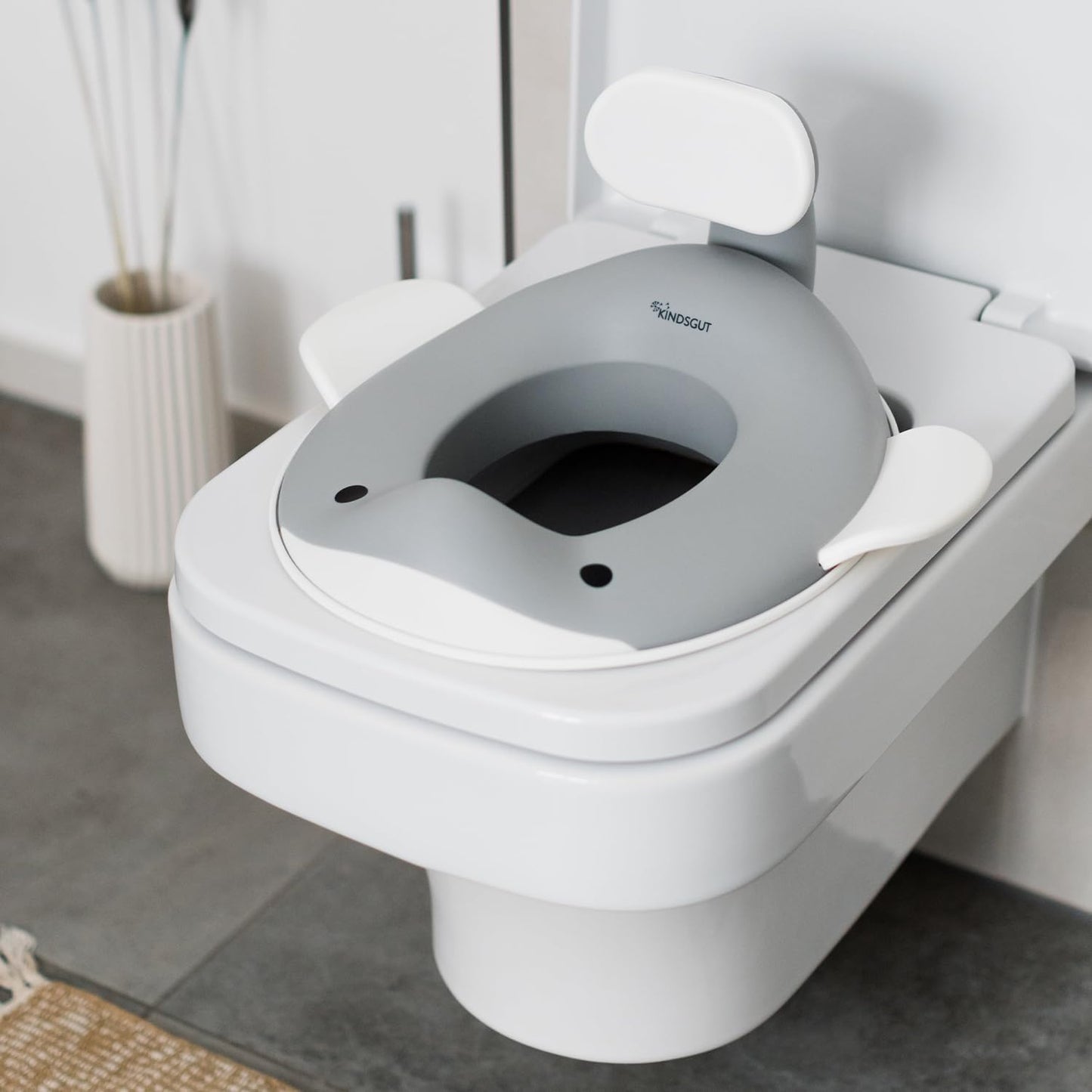 Kindsgut Whale Potty Training Seat for Toddlers – Kids Toilet Seat with Backrest, Non-Slip, Fits Round & Oval Toilet Seats, Designed in Germany, Peach