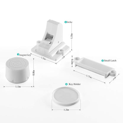 Vmaisi Adhesive Magnetic Locks for Cabinets & Drawers (32 Locks and 4 Keys)