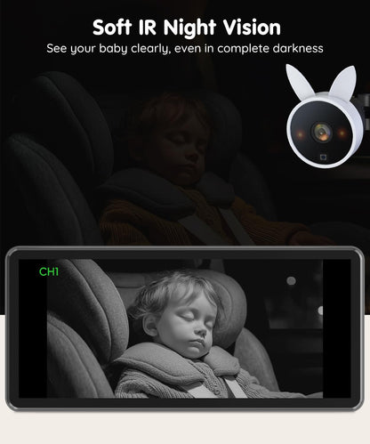 Babyvue BV3PRO Dual Baby Car Camera for 2 Boys, 7.2" 1080P HD Split Screen, Crystal Clear IR Night Vision, No Distortion Display Baby Car Monitor, Safe Driving for Back Seat & Pets