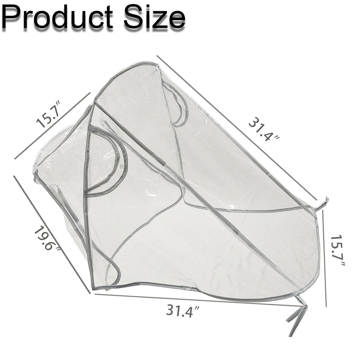 Unisize Pet Stroller Rain Cover, EVA Transparent Waterproof & Windproof Cover for Snow Rain Wind, Foldable Universal Fit for Most Dog Strollers