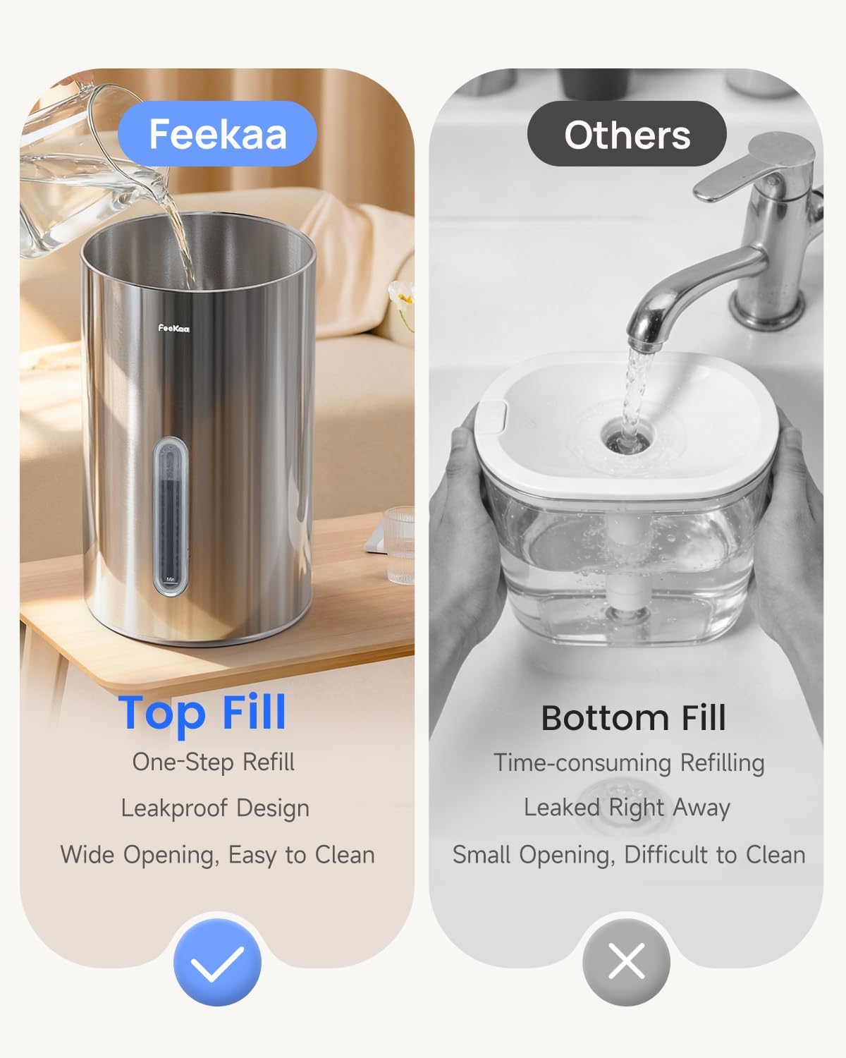 Feekaa Stainless Steel Humidifier Dishwasher Safe, 6L/1.6Gal Cool Mist Humidifiers for Bedroom, Easy to Clean Humidifier Large Room with Diffuser, Humidifiers for Baby Nursery Living Room Office Plant