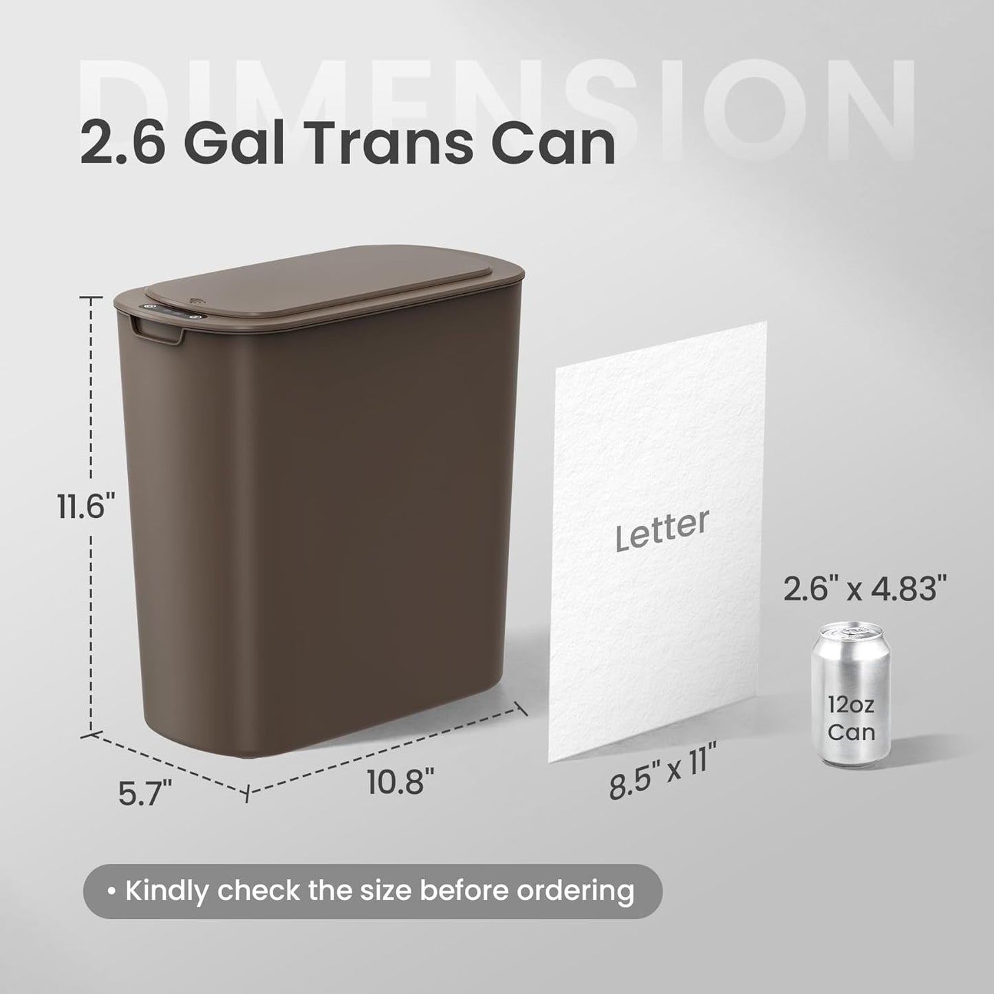 Cesun Automatic Motion Sensor Bathroom Trash Can with Lid, 2.6 Gallon Touchless Trash Bin, Smart Plastic Slim Garbage Can Small White Wastebasket for Toilet, Office, rv, Bedroom, Living Room